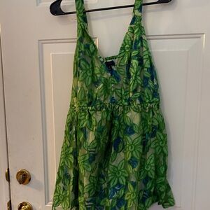 Lane Bryant Green and Blue Floral Blouse
